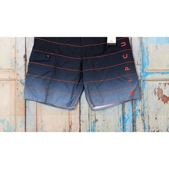 Ripcurl Mens Size 28 Board Shorts Swim Blue Orange Striped Drawstring NWT - Picture 3 of 8